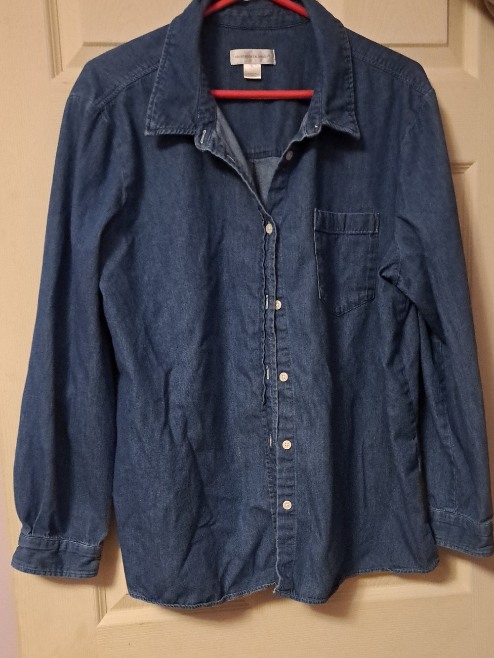 Christopher & Banks Denim Button-Front Shirt in Blue